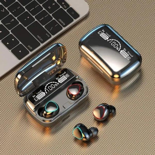 M10 Digital Display Earbuds Black Rechargeable Bluetooth 5.1